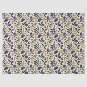 Gentian Blue Vintage Floral Tissue Paper
