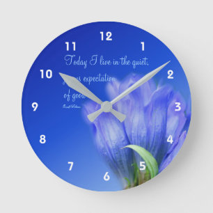 Gentian Flower Life Attitude Inspirational Quote Round Clock