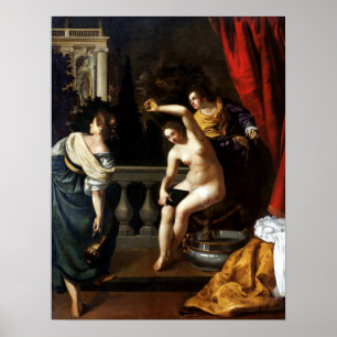 Gentileschi - Bathsheba At Her Bath 1645 Poster