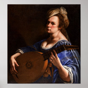 Gentileschi - Self-Portrait As A Lute Player Poster