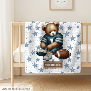 Gentle American Football Teddy Bear Baby Blanket