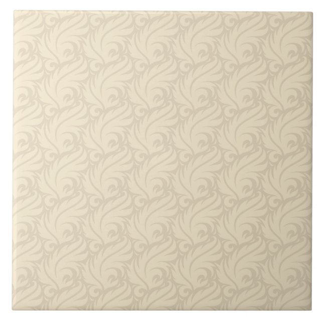 Gentle beige floral pattern ceramic tile (Front)