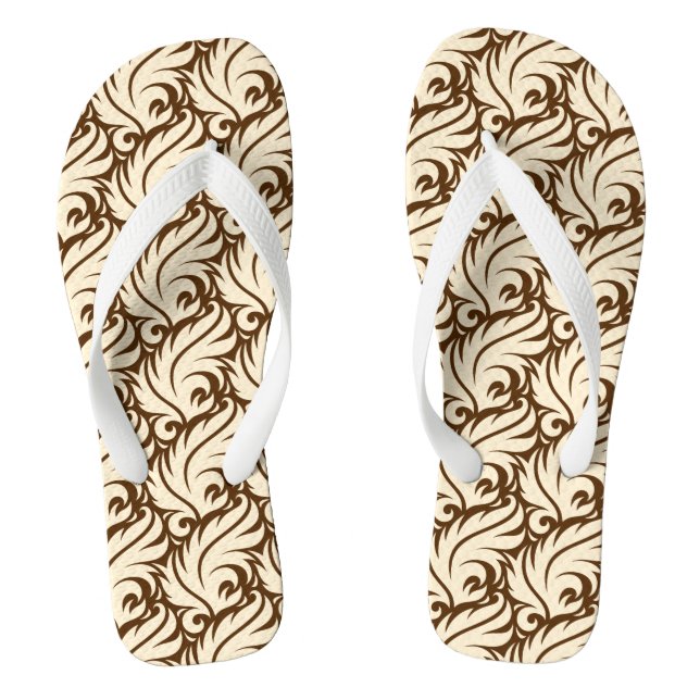 Gentle beige floral pattern thongs (Footbed)