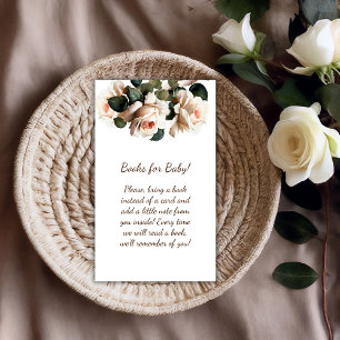 Gentle Beige Rose Girl Baby Shower Books for Baby Enclosure Card