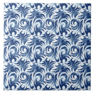 Gentle blue floral pattern ceramic tile
