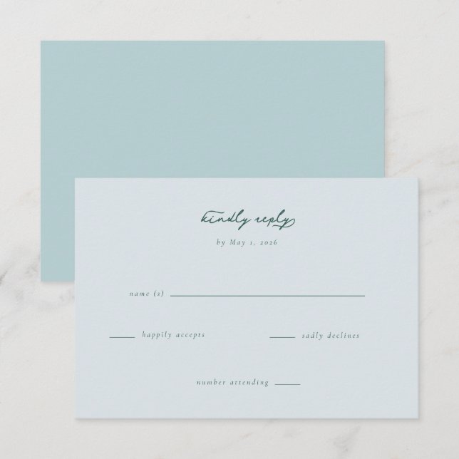 Gentle Blue Minimalist Calligraphy RSVP Card (Front/Back)