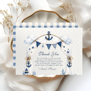 Gentle Blue Polka Dot Nautical Ahoy It's a Boy  Thank You Card