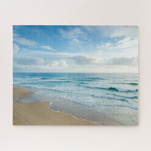 Gentle Blue Waves Rolling On Sandy Beach, Family Jigsaw Puzzle