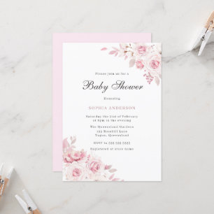 Gentle Blush Elegant Flowers Baby Shower Invitation