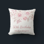 Gentle Blush Pink Floral 50th Birthday Party Gift Cushion<br><div class="desc">Gentle Blush Pink Floral 50th Birthday Party Gift Throw Pillow Cushion

See matching collection in Niche and Nest Store</div>