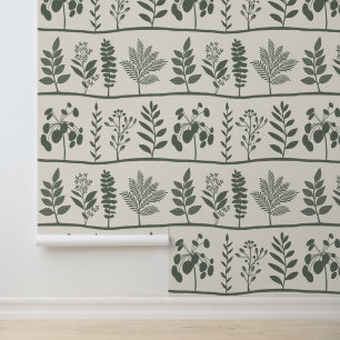 Gentle Botanic Rhythm XL 1b dark green floral Wallpaper