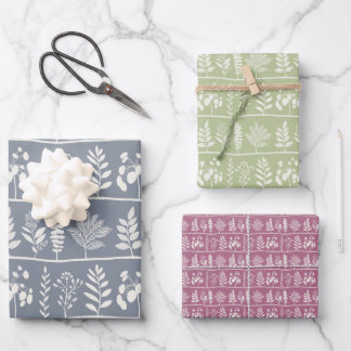 Gentle Botanic Rhythm XL blue green pink florals Wrapping Paper Sheet