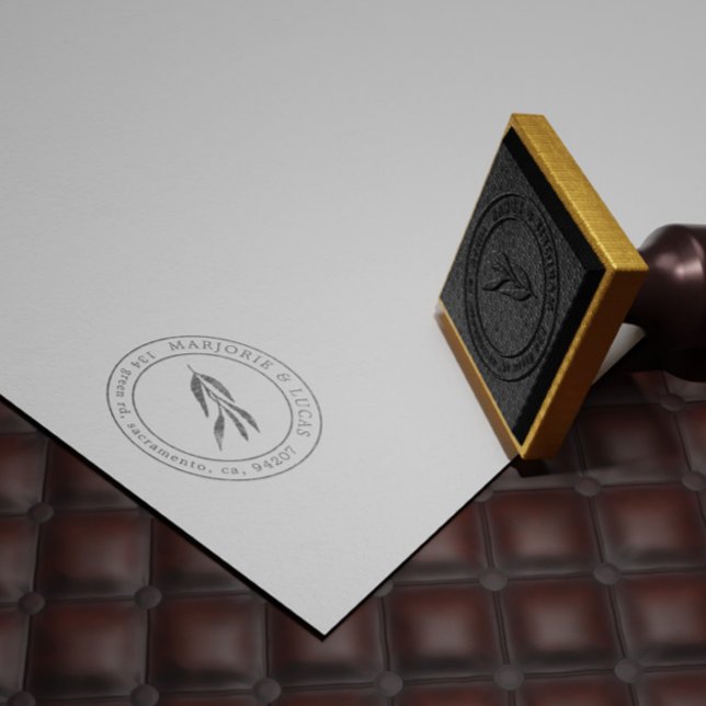 Gentle Botanicals Monogram Return Address Stamp (Creator Uploaded)