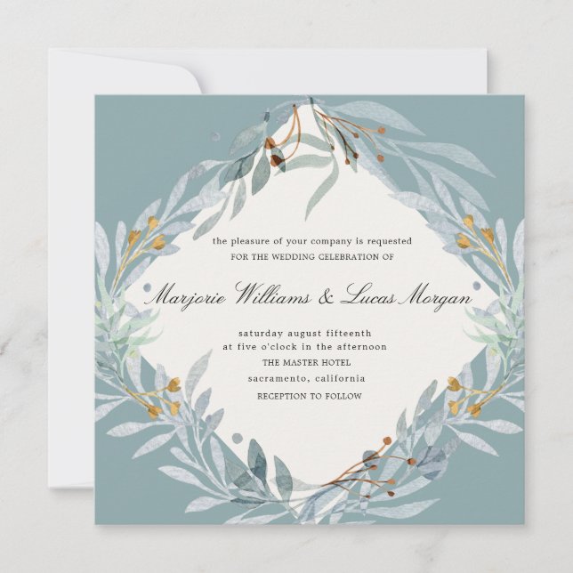 Gentle Botanics | Square Wedding Invitation (Front)