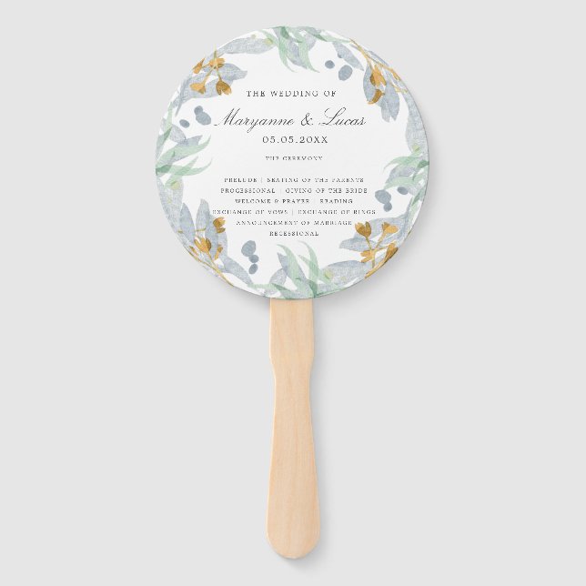 Gentle Botanics | Wedding Program Hand Fan (Front)