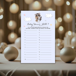 Gentle Boy Racoon Baby Shower Game ABC