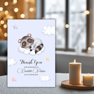Gentle Boy Racoon Baby Shower Thank You Card