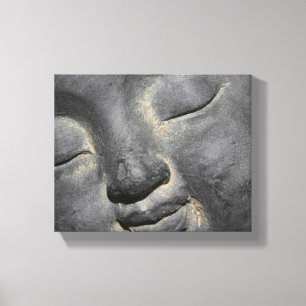Gentle Buddha Face Stone Sculpture Canvas Print
