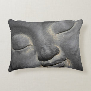 Gentle Buddha Face Stone Sculpture Decorative Cushion