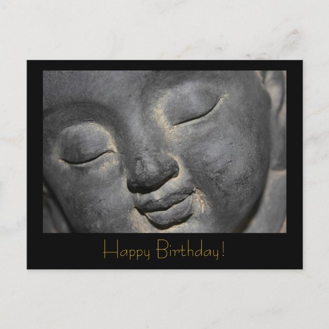 Gentle Buddha Face Stone Sculpture Postcard (Front)