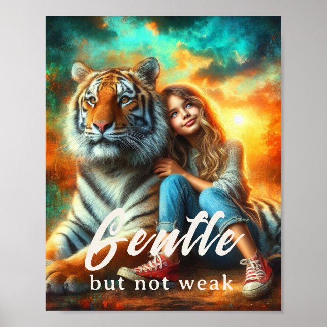 Gentle but Not Weak – Inspirational Tiger Canvas  Poster (Front)