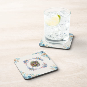 Gentle Calm – Teal Watercolor Floral Art Coaster