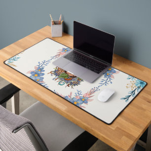 Gentle Calm – Teal Watercolor Floral Harmony Desk Mat