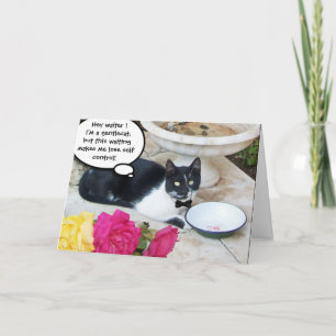 GENTLE CAT IN THE RESTAURANT Father's Day Card