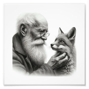 Gentle Companions: Old Man and Fox Wall Art