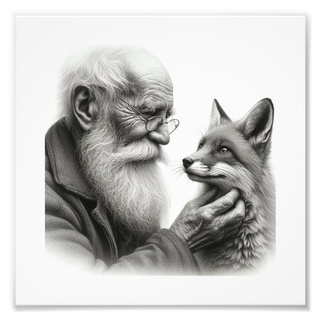 Gentle Companions: Old Man and Fox Wall Art (Front)