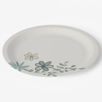 gentle cute flowers with a branch paper plates