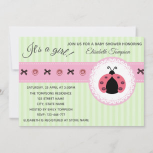 Gentle Cute modern ladybugs girly baby shower Invitation