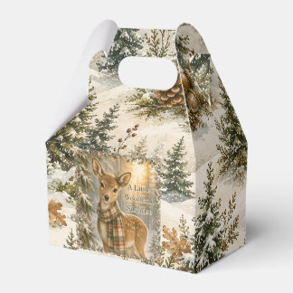 Gentle Deer Snowy Woodland Winter Birthday Favour Box