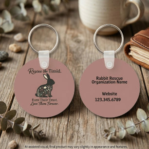 Gentle Dusty Rose Floral Bunny Rescue Key Ring