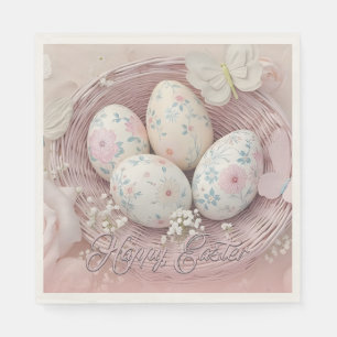 Gentle Easter Joy with Floral Motif Napkin