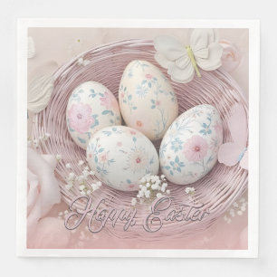 Gentle Easter Joy with Floral Motif Napkin