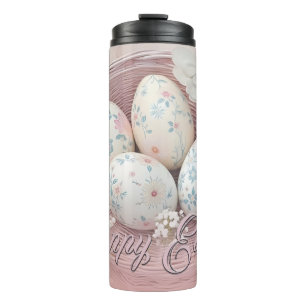 Gentle Easter Joy with Floral Motif Thermal Tumbler