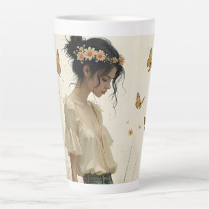Gentle Elegance in a Butterfly Dance Latte Mug