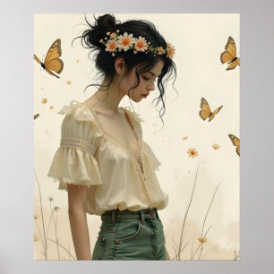 Gentle Elegance in a Butterfly Dance Poster