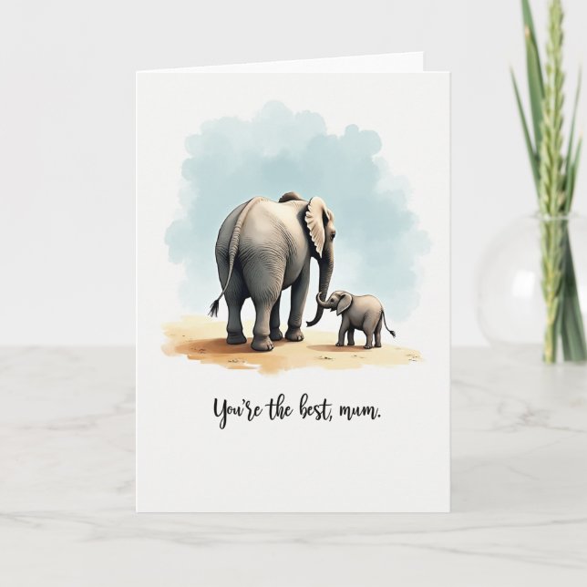 Gentle Elephant Mums Day Card (Front)