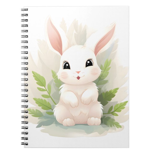 Gentle Ferns: Baby Rabbit Among Leaves  Notebook (Front)