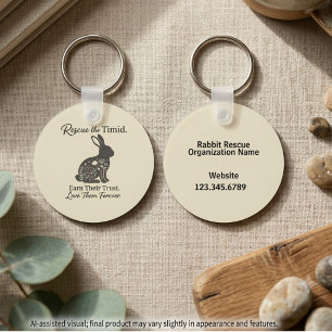 Gentle Floral Bunny Warm Cream Rescue Gift Key Ring