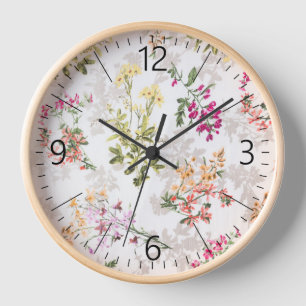 Gentle floral pattern clock
