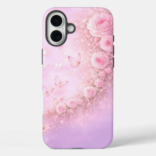 Gentle Floral Pattern – Soft Pink Roses with Soft iPhone 16 Plus Case