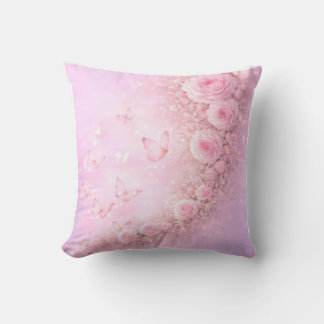 Gentle Floral Pattern – Soft Pink Roses with Soft Cushion
