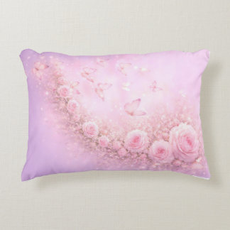 Gentle Floral Pattern – Soft Pink Roses with Soft  Decorative Cushion