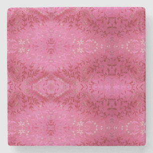 Gentle floral pattern, white flowers and pink twig stone coaster