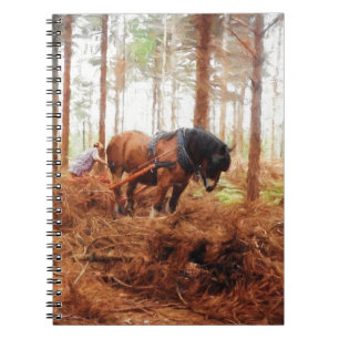 Gentle Giant - Draught Horse Hauling Logs in Fores Notebook