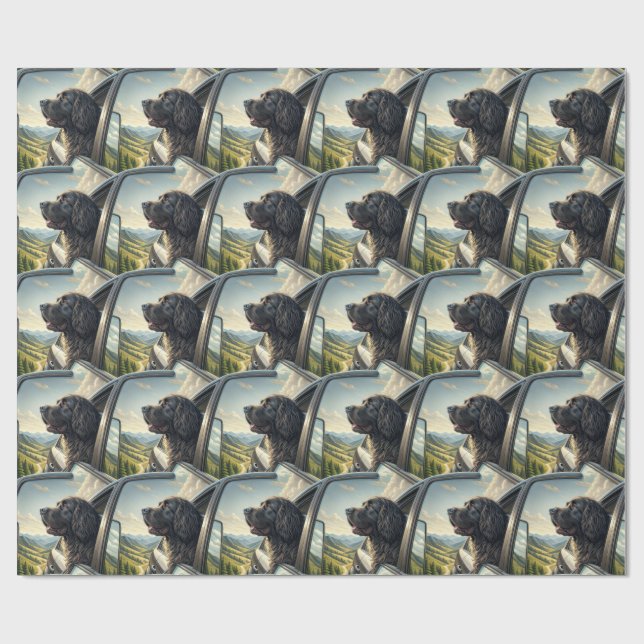Gentle Giant Newfoundland Scenic Road Trip Wrap Wrapping Paper (Flat)