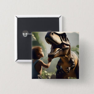 Gentle Giant: The Friendly T-Rex Who Loves a Pat 15 Cm Square Badge